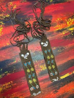 Festival Fringe matching cuffs with Colorful Floral Embroidery